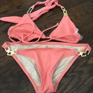 Victoria’s Secret peach bikini with gold chains